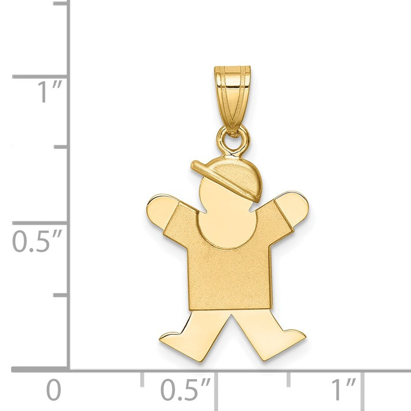 14k The Kids Solid Engravable Small Boy with Hat on Right Joy Charm XK205