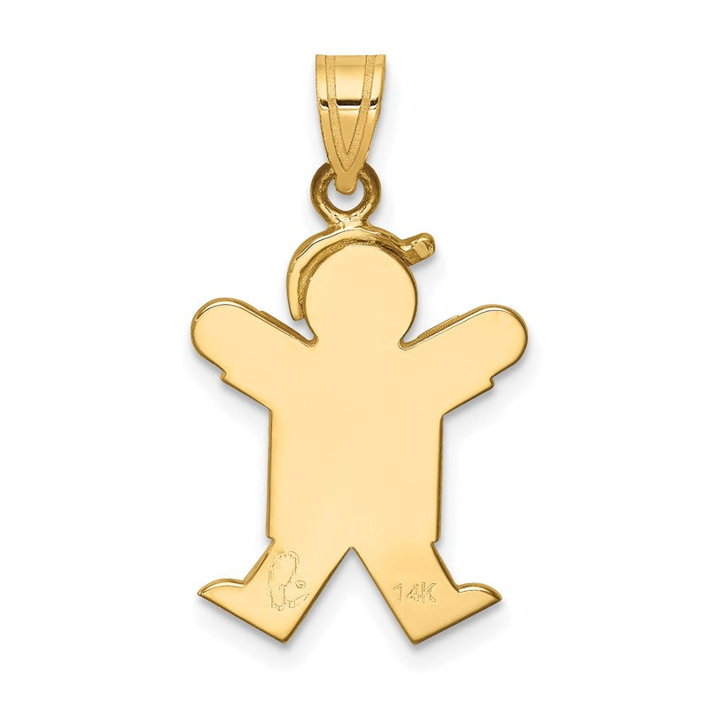 14k The Kids Solid Engravable Small Boy with Hat on Right Joy Charm XK205