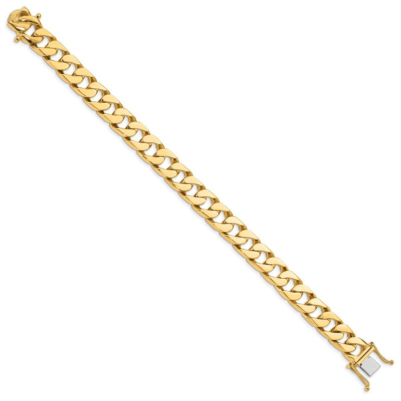 14K 20 inch 10.6mm Hand Polished Flat Beveled Curb Link with Box Catch Clasp Chain LK134