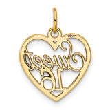 14k SWEET 16 in Heart Charm C1001