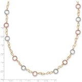 14k Tri-color Polished and Textured Round Circles and Ovals 18 inch Necklace SF1840