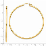 14k 2x55mm Polished Lightweight Tube Hoop Earrings T922L