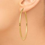 14k 2x55mm Polished Lightweight Tube Hoop Earrings T922L