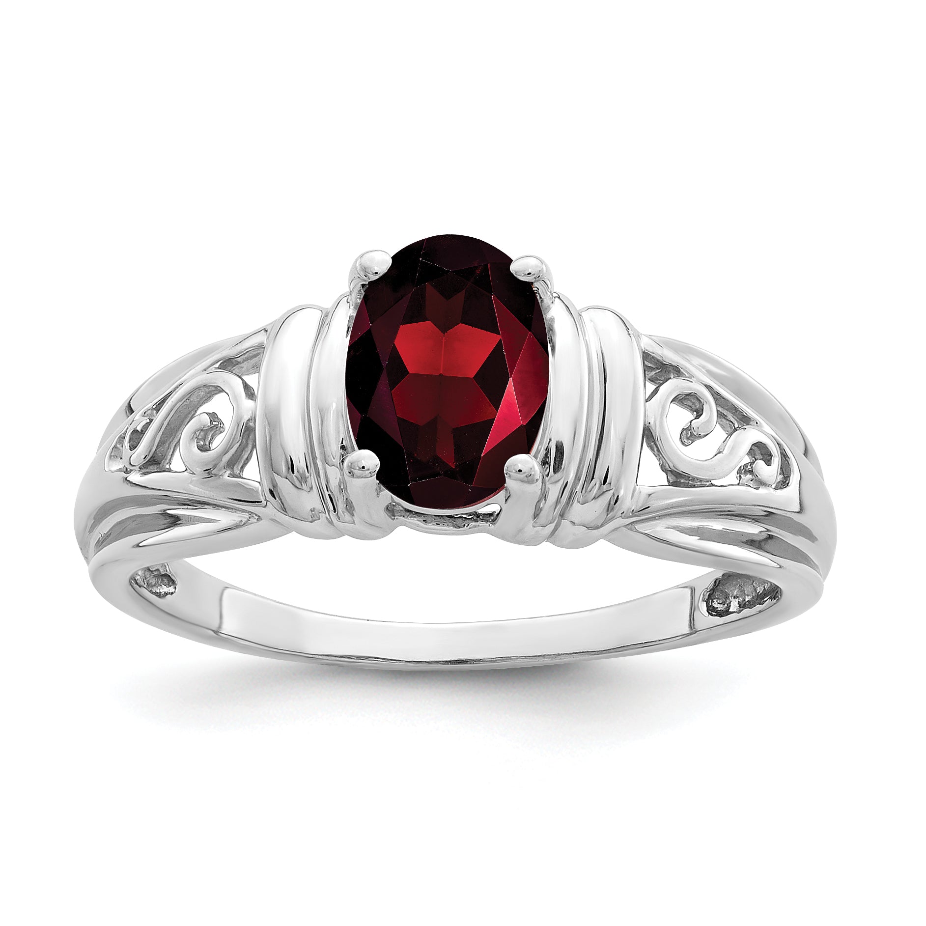 14k White Gold 7x5mm Oval Garnet ring Y4686GA