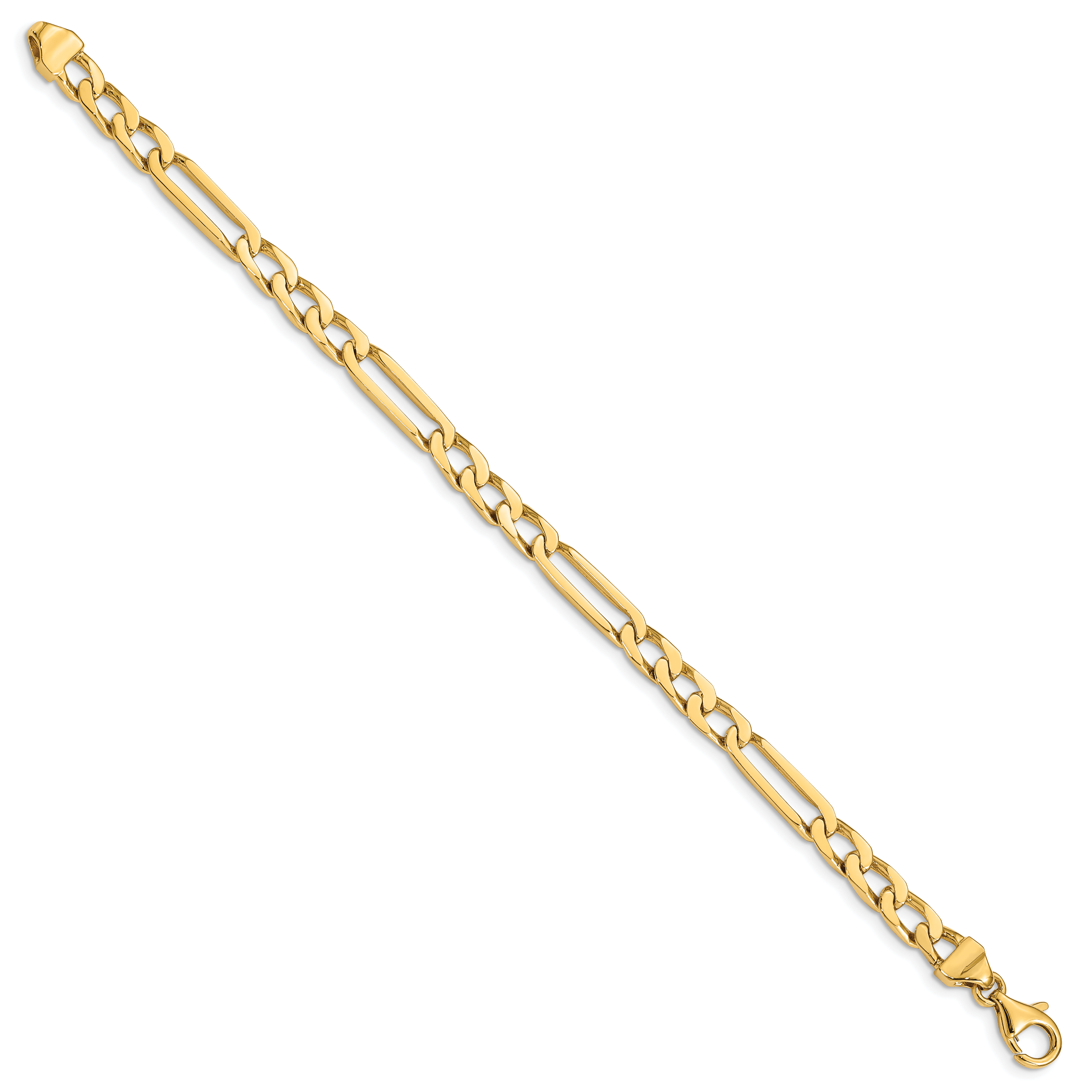 14K 18 inch 5mm Hand Polished Figaro Link with Fancy Lobster Clasp Chain LK667