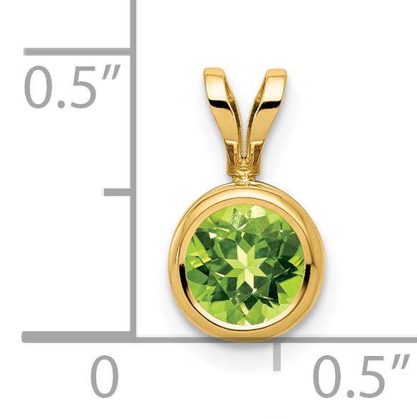 14k 6mm Round Peridot Bezel Pendant XP301PE
