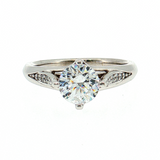 Ritani 14k White Gold Tulip Solitaire Sidestone Semi-Mount Ring