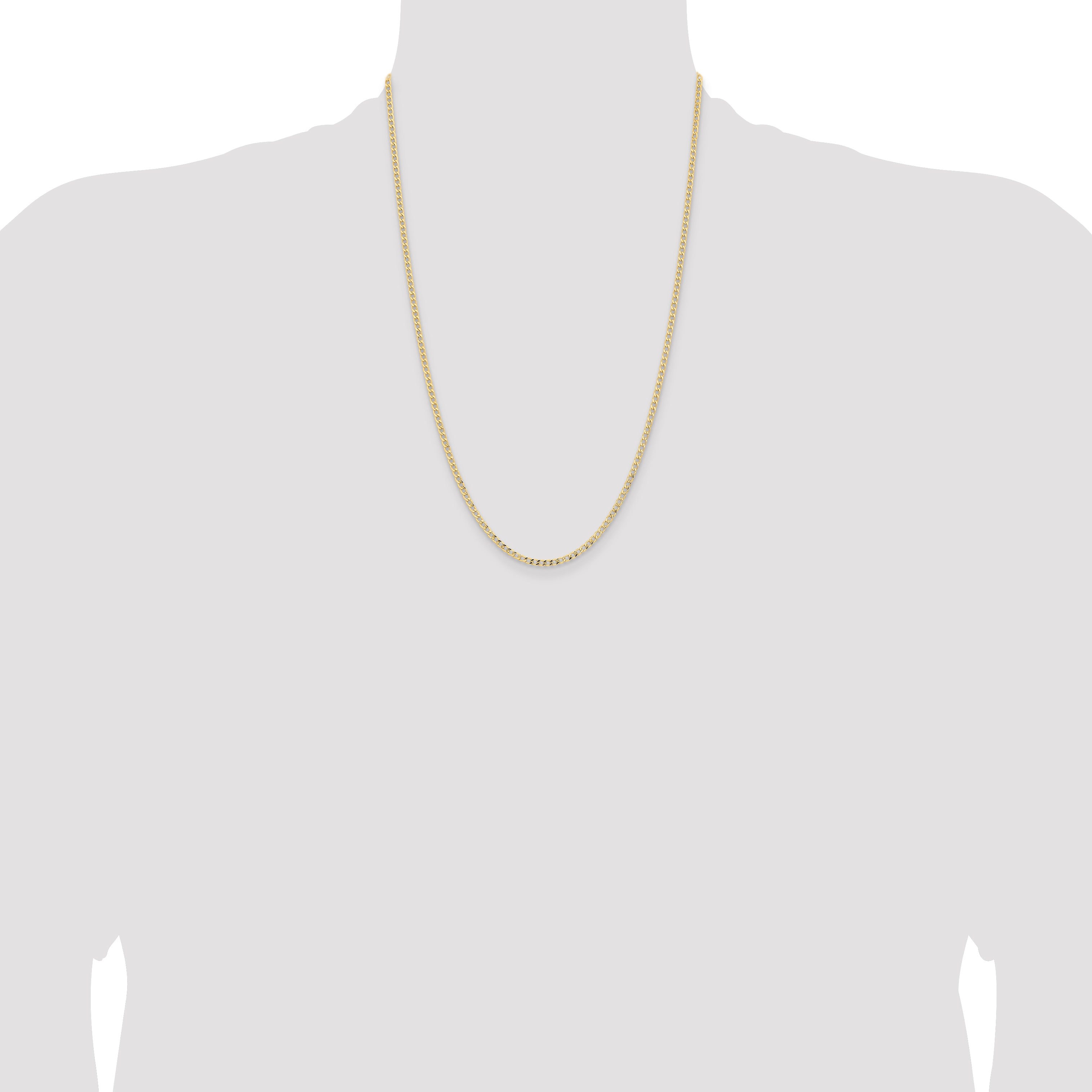 14K 10 inch 2.85mm Semi-Solid Curb with Lobster Clasp Anklet BC192