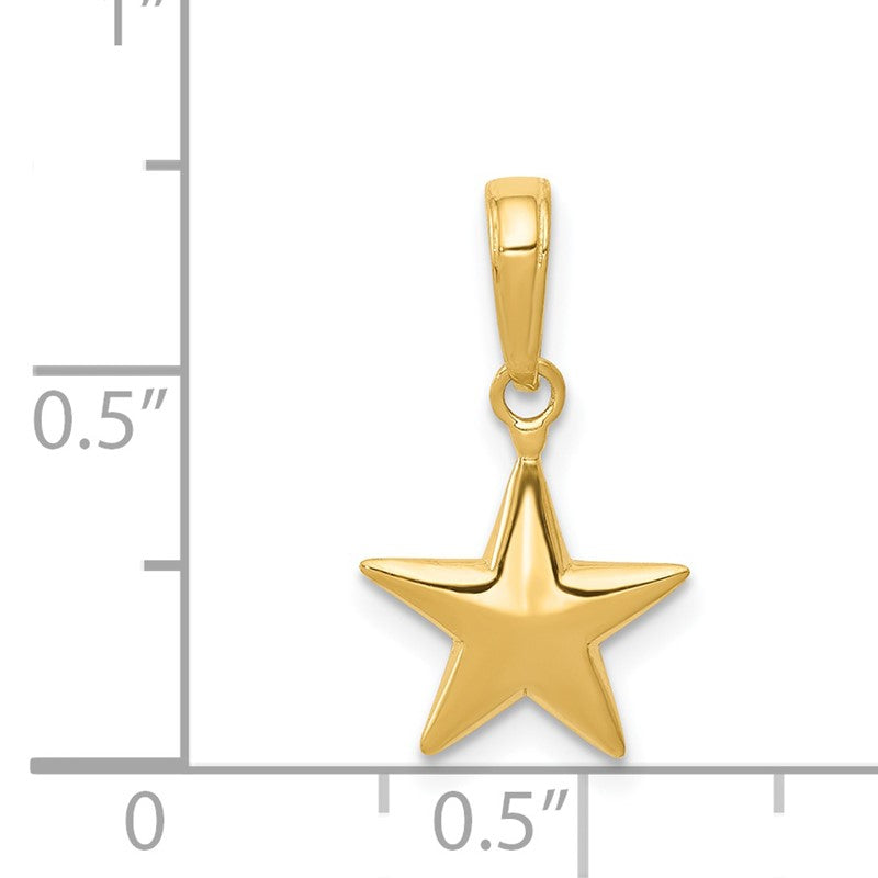 14k Small Polished 3-D Star Charm D3726