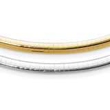 14k Two-tone 4mm Lightweight Reversible 16 inch Omega Necklace Plus 2 inch Heart Chain Extender ROML4