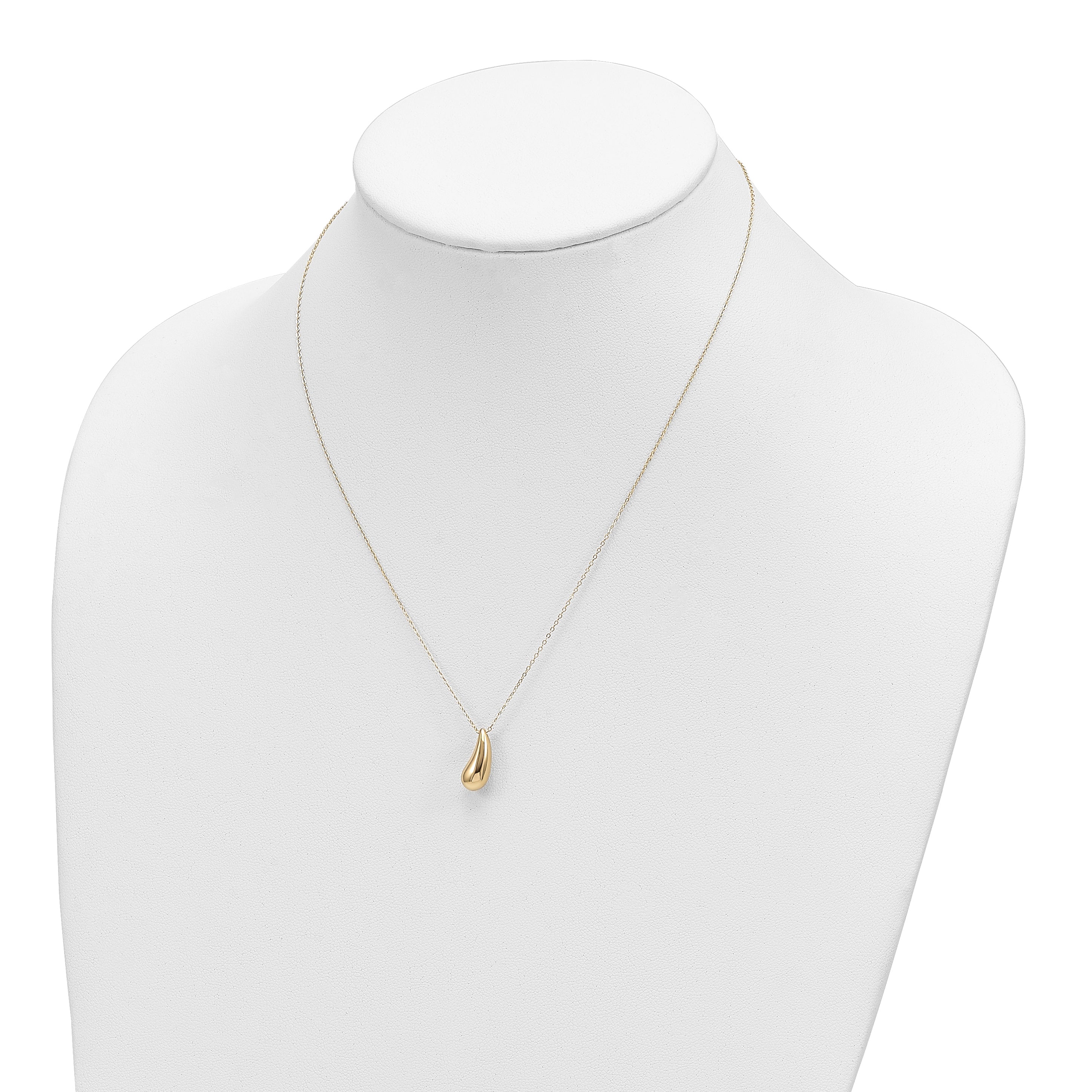 14k Polished Puffed Teardrop Pendant 18 inch Necklace SF2444