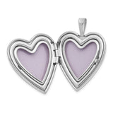 14k White Gold Diamond Satin and Diamond-cut Cross 20mm Heart Locket XL585