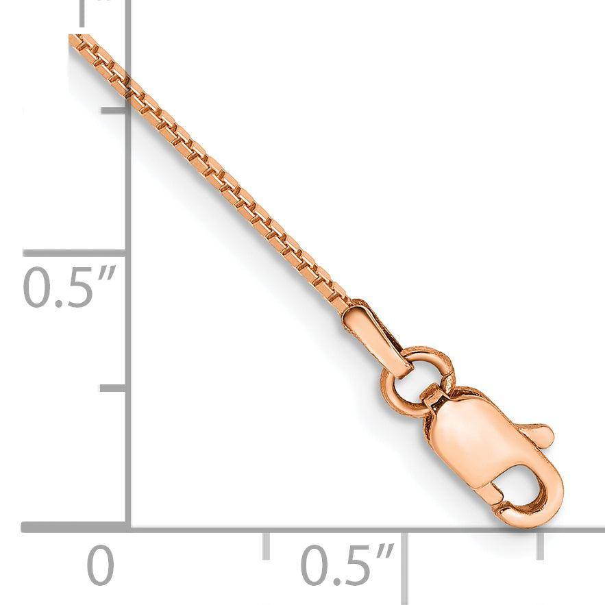 14K Rose Gold 10 inch .9mm Box Link with Lobster Clasp Chain Anklet RSC2