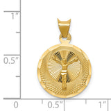 14K Polished Diamond-cut Corpus Circle Pendant K5618