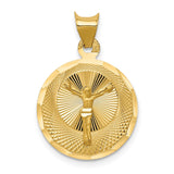 14K Polished Diamond-cut Corpus Circle Pendant K5618