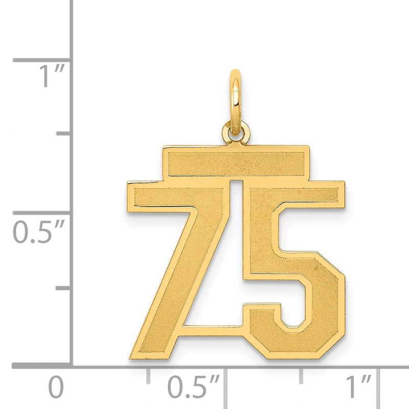 14k Medium Satin Number 75 Charm LSM75
