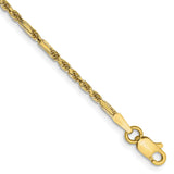14K 10 inch  1.8mm Diamond-cut Milano Rope with Lobster Clasp Anklet MIL030