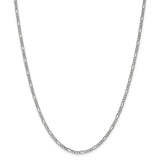 14K White Gold 10 inch 2.5mm Semi-Solid Figaro with Lobster Clasp Chain BC119