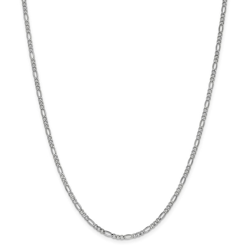 14K White Gold 10 inch 2.5mm Semi-Solid Figaro with Lobster Clasp Chain BC119