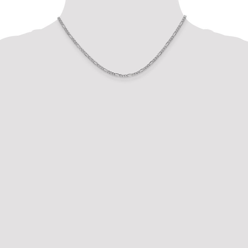 14K White Gold 10 inch 2.5mm Semi-Solid Figaro with Lobster Clasp Chain BC119