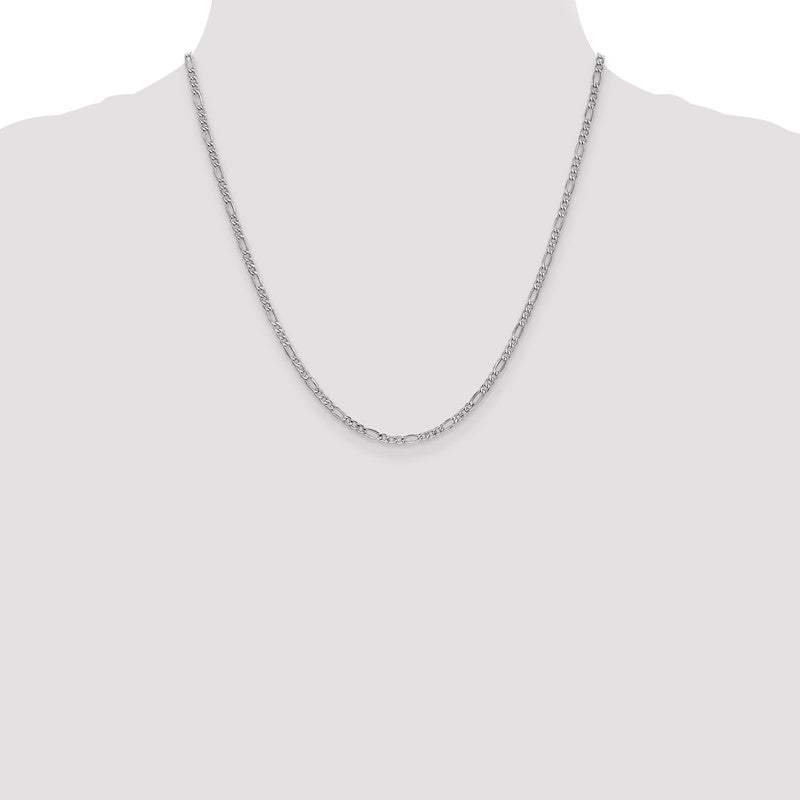 14K White Gold 10 inch 2.5mm Semi-Solid Figaro with Lobster Clasp Chain BC119