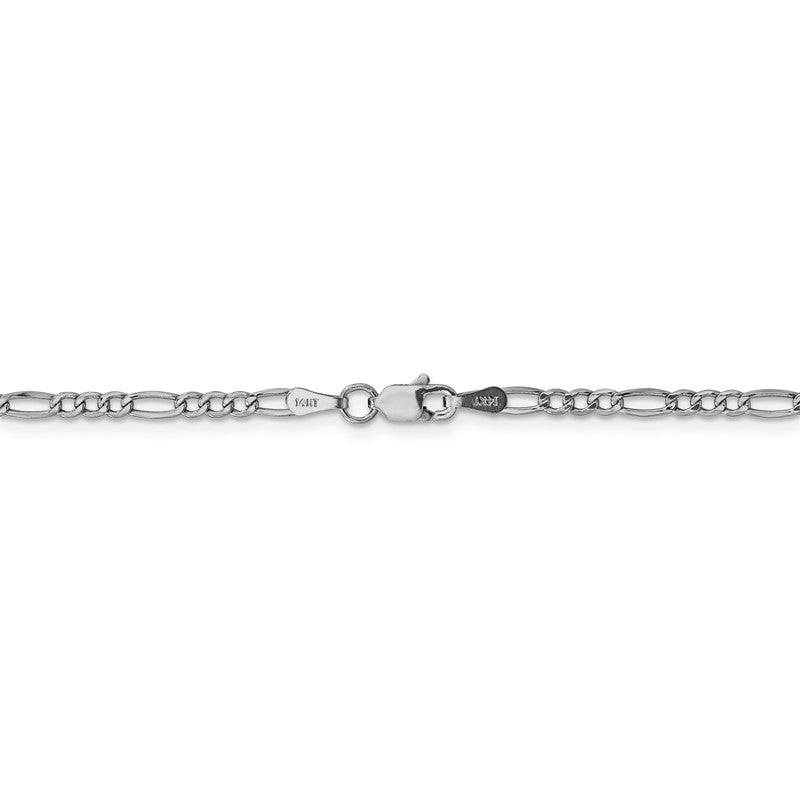 14K White Gold 10 inch 2.5mm Semi-Solid Figaro with Lobster Clasp Chain BC119