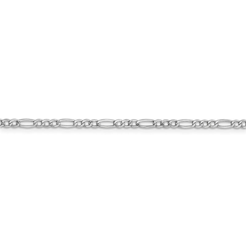 14K White Gold 10 inch 2.5mm Semi-Solid Figaro with Lobster Clasp Chain BC119