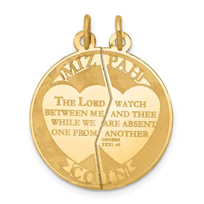 14K MIZPAH COIN 2-piece Round Charm XR434