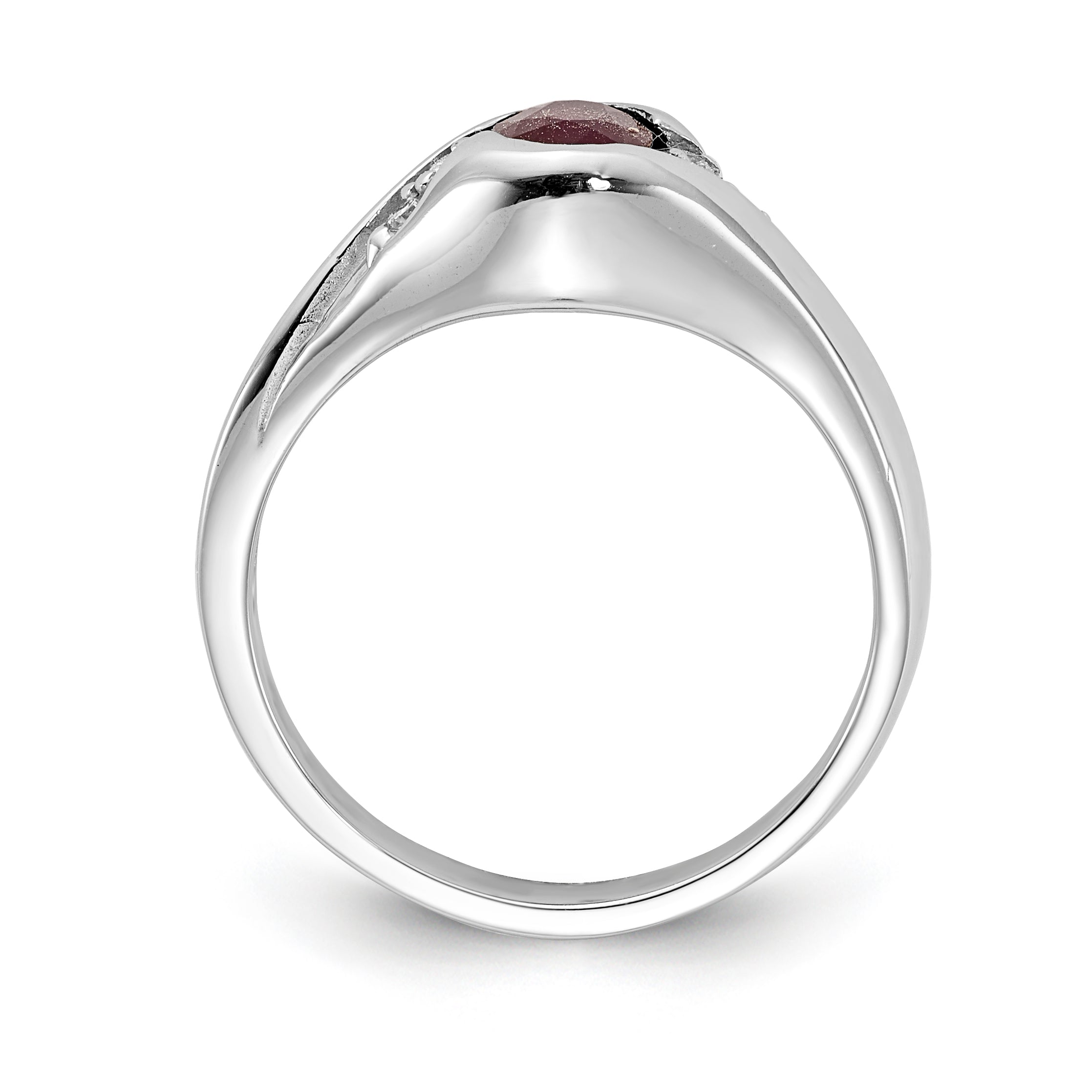14k White Gold 6x4mm Oval Ruby and 1/8 carat AA Diamond Ring Y2107R/AA