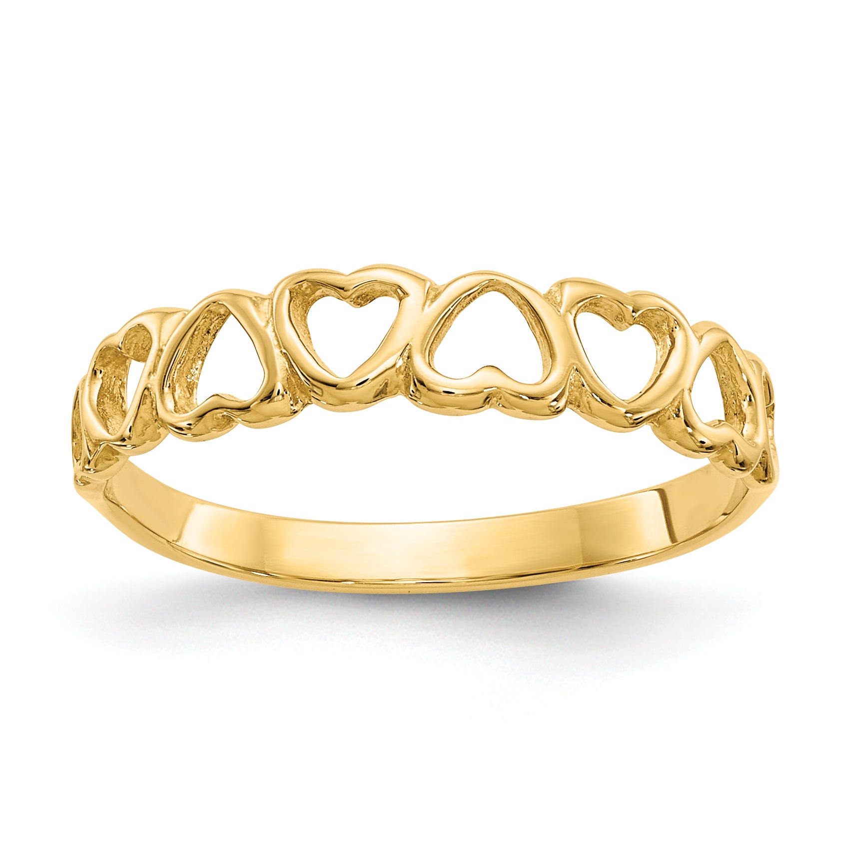 14k Polished Hearts Ring K3900