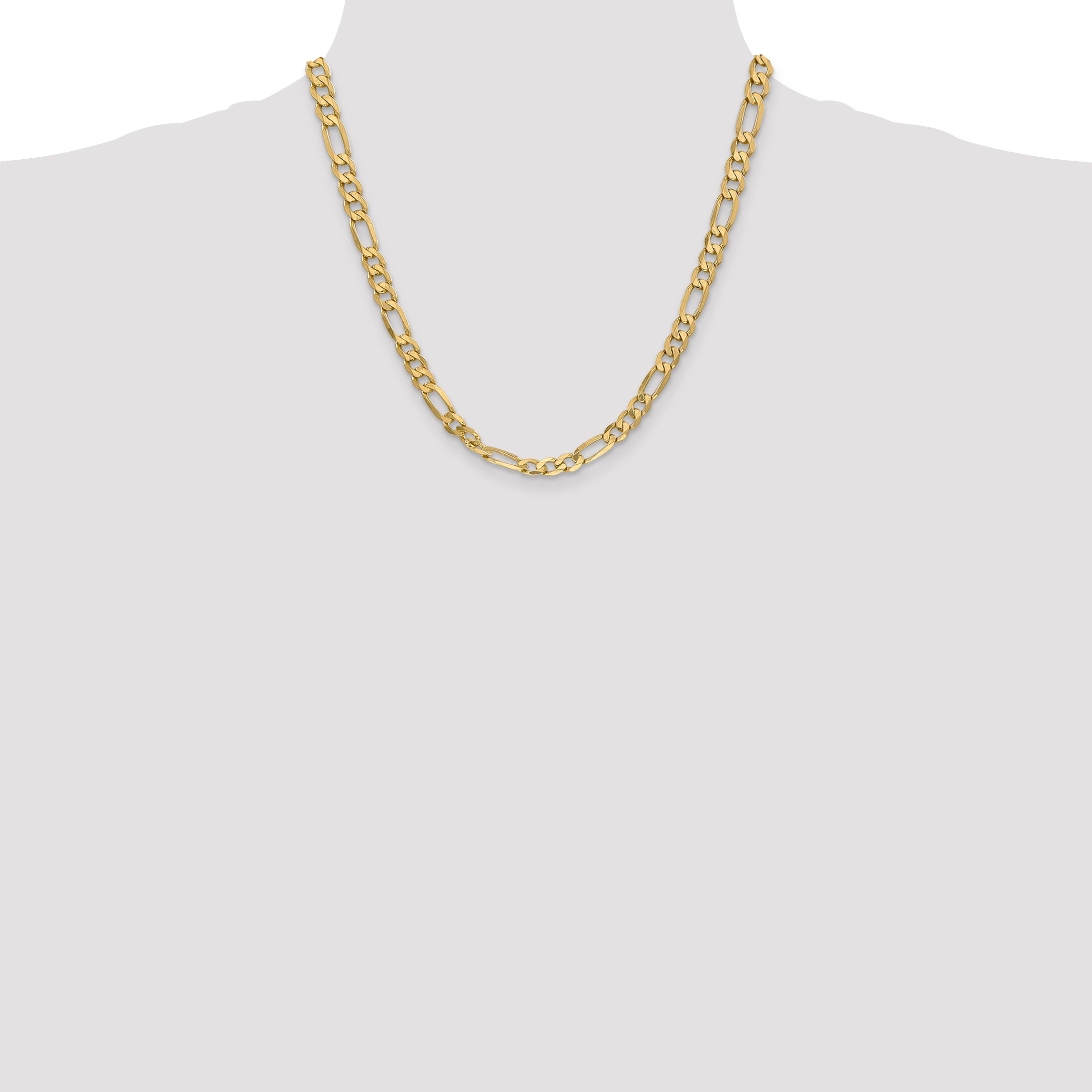 14K 26 inch 6.25mm Flat Figaro with Lobster Clasp Chain FFL160