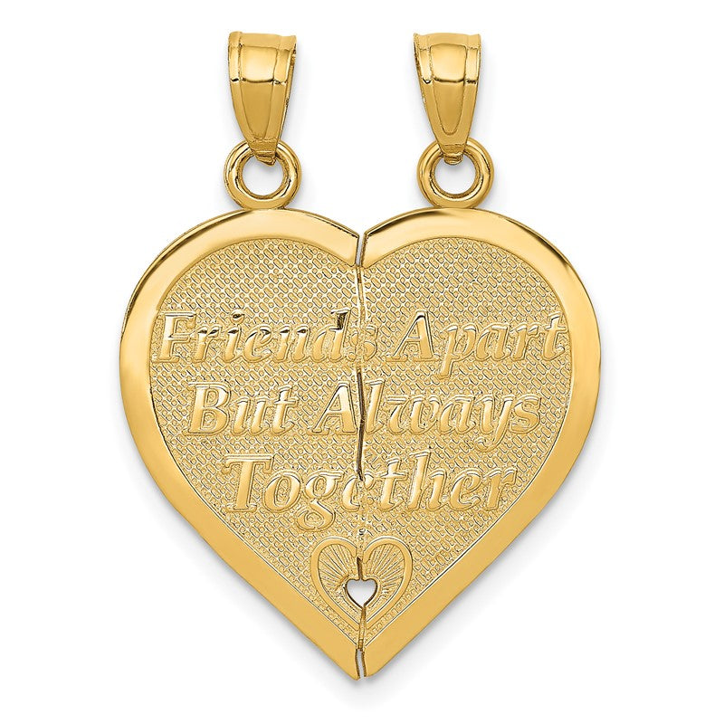 14k Reversible FOREVER AND EVER/FRIENDS 2-Piece Break-apart Heart Pendant C3029