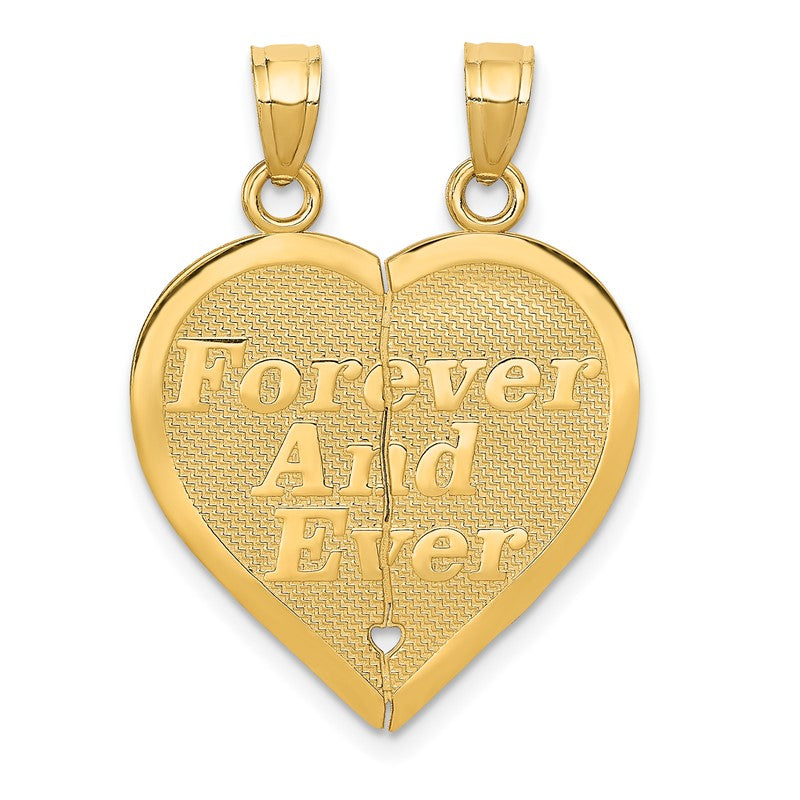 14k Reversible FOREVER AND EVER/FRIENDS 2-Piece Break-apart Heart Pendant C3029