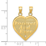 14k Reversible FOREVER AND EVER/FRIENDS 2-Piece Break-apart Heart Pendant C3029