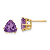 14k 8mm Trillion Amethyst Post Earrings XE96AM