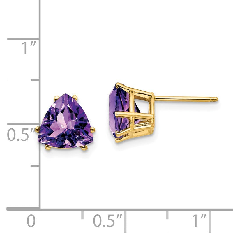 14k 8mm Trillion Amethyst Post Earrings XE96AM
