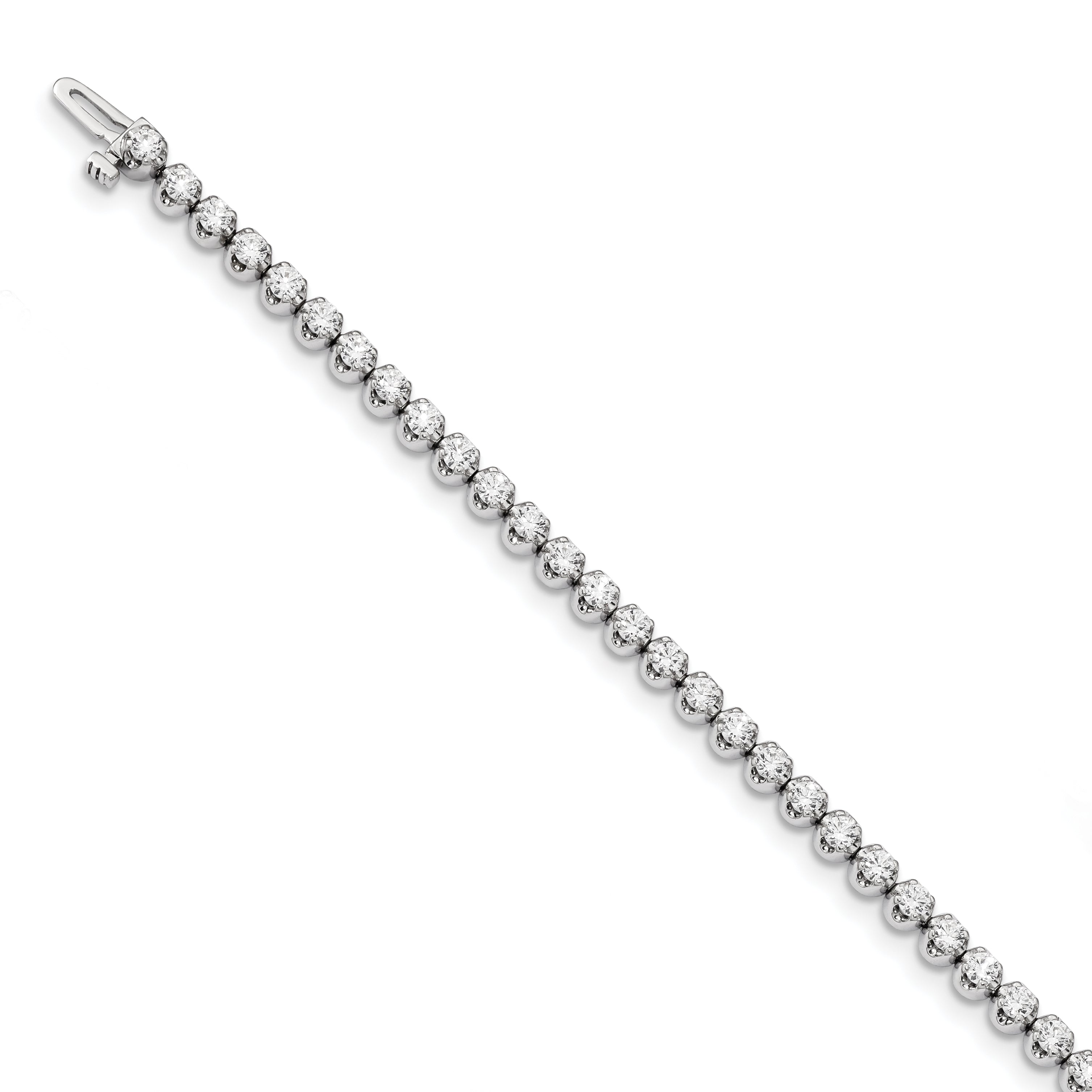 14k White Gold Complete 3.15 carat AA Diamond 4-prong 7 inch Tennis Bracelet X10005WAA