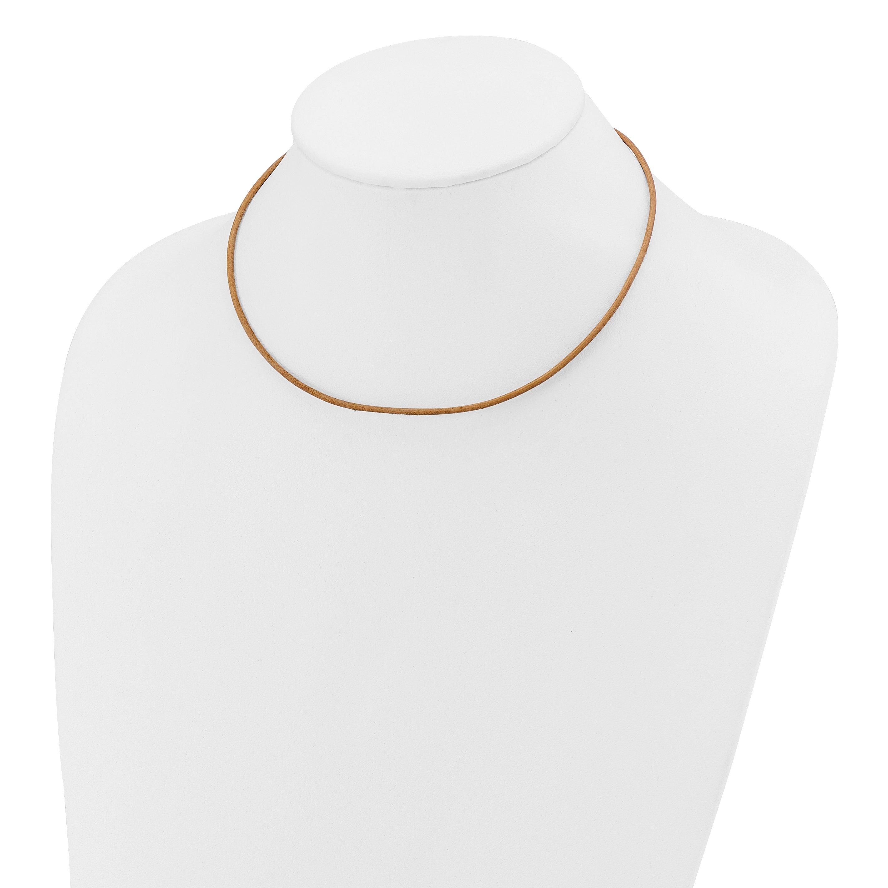 14k Yellow Clasp 2mm 16 inch Natural Leather Cord Necklace XG263