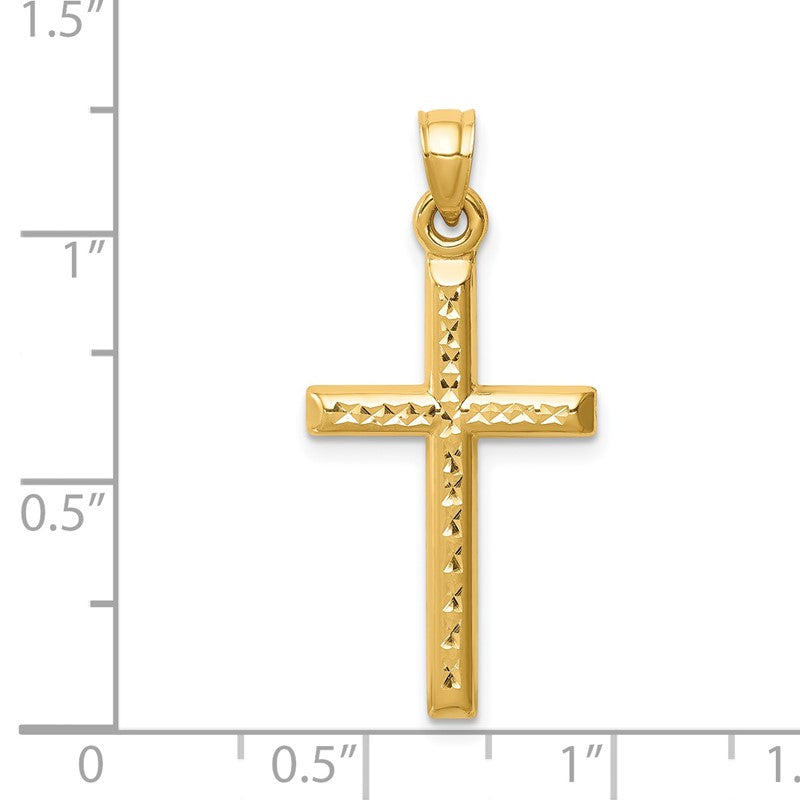 14k Hollow Diamond-cut Cross Pendant K6396