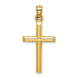 14k Hollow Diamond-cut Cross Pendant K6396