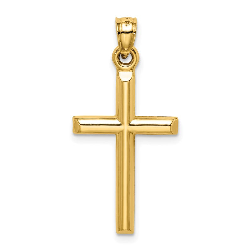 14k Hollow Diamond-cut Cross Pendant K6396