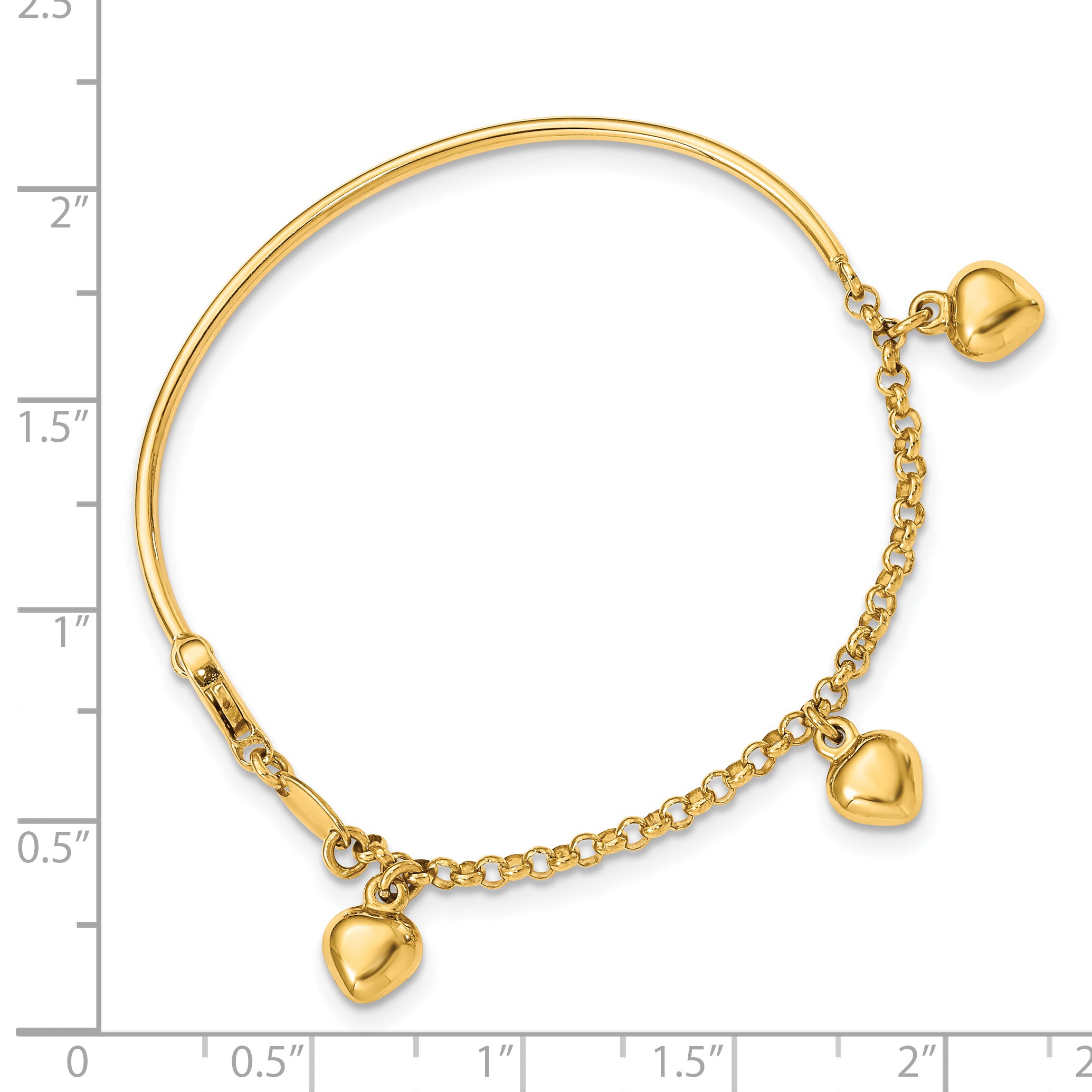 14k Polished Dangle Heart 6 inch Baby Bracelet BID92
