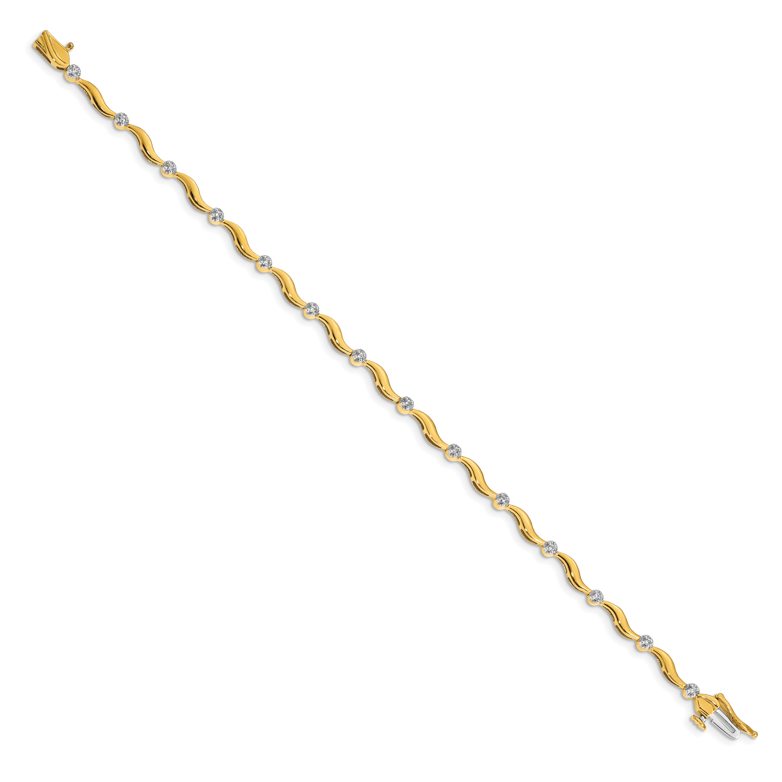 14k Complete 1/6 carat Diamond Curved Link 7 inch Bracelet BM4603