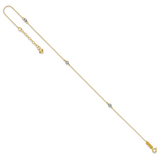 14k Two-tone Mirror Beads 3-Station 9 inch Plus 1 inch Extender - Total 10 inch Anklet ANK185