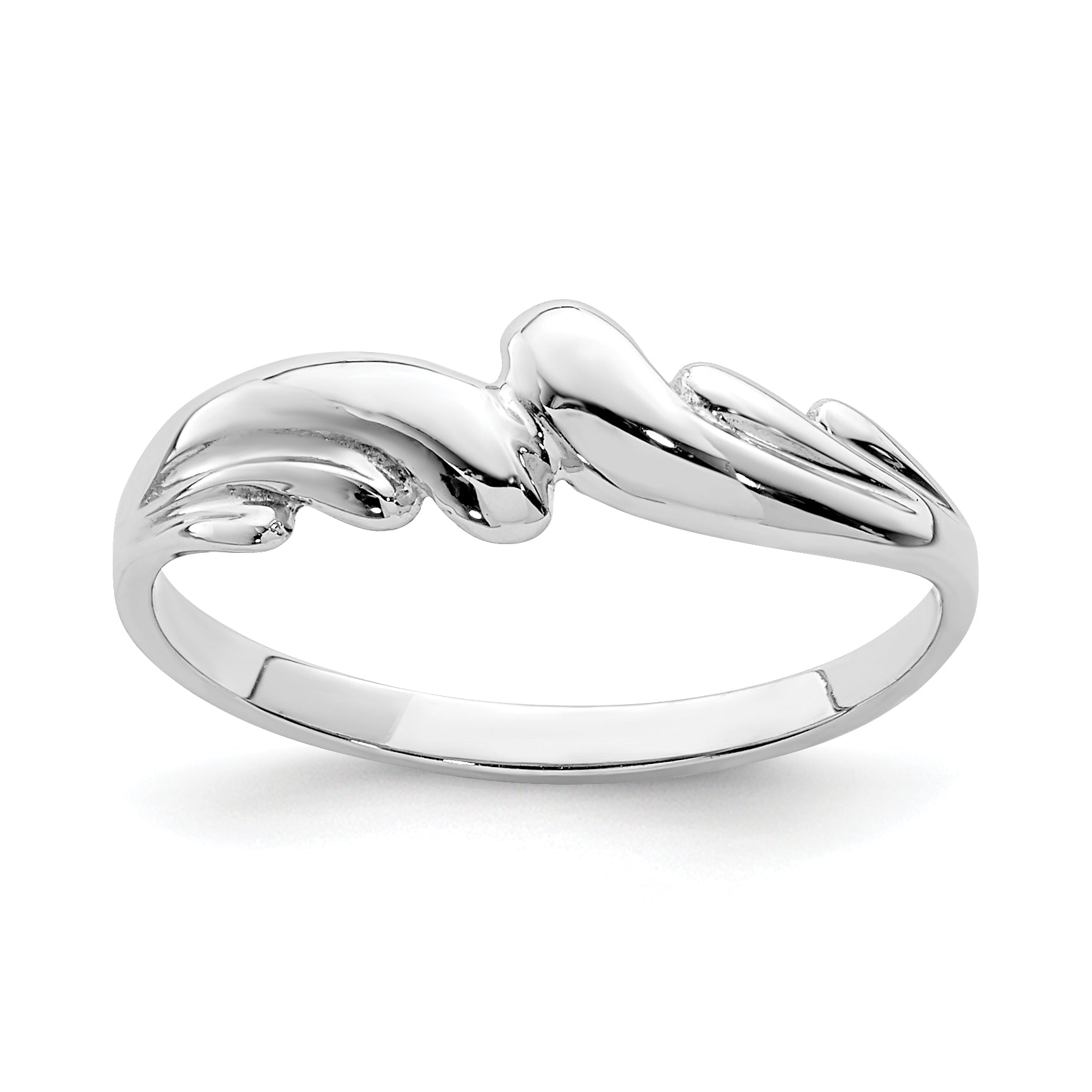 14K White Gold Polished Wave Ring D4708