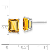 14k White Gold 9x7mm Emerald-Cut Citrine Post Earrings XE68WCI