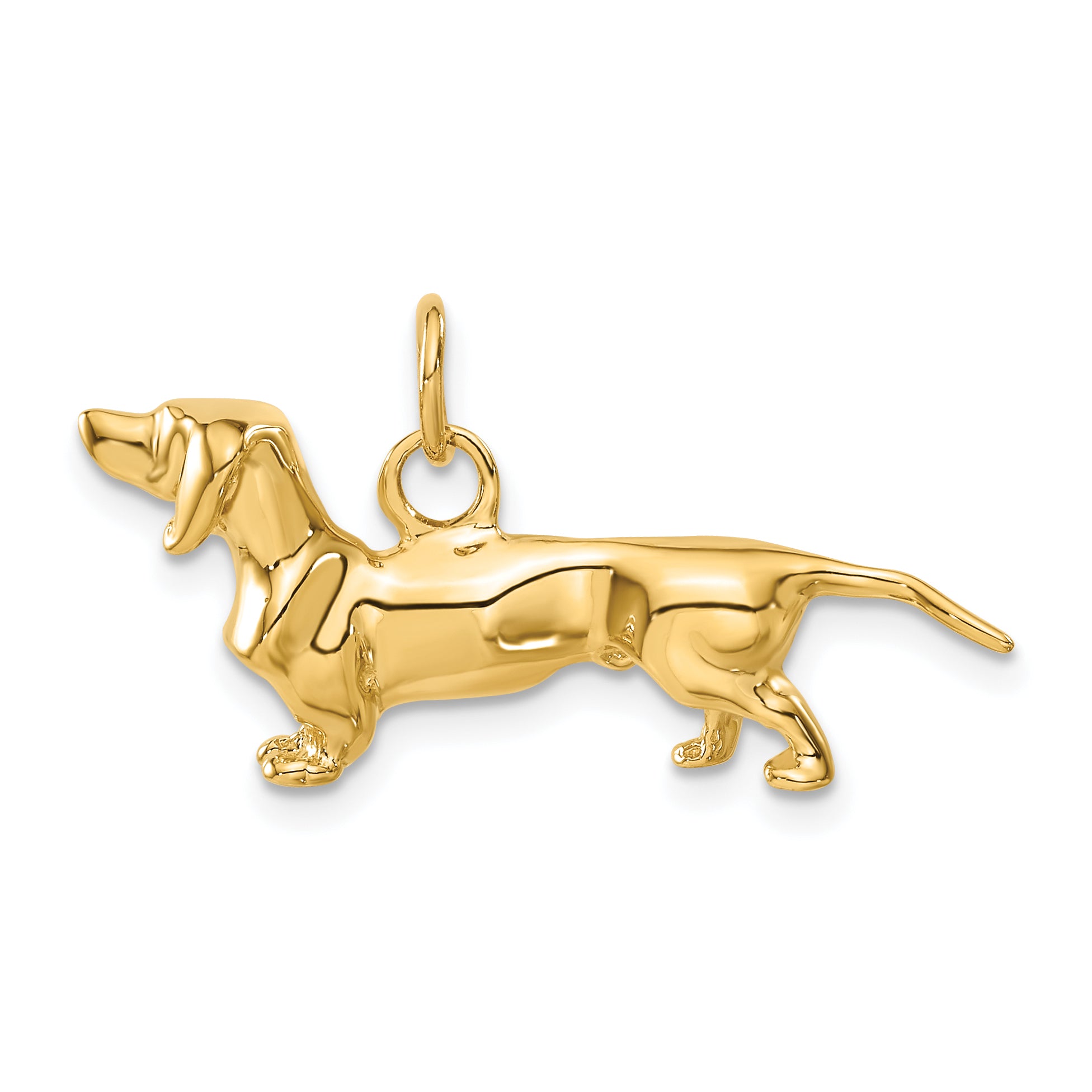 14k 3-D Dachshund Dog Charm A1551