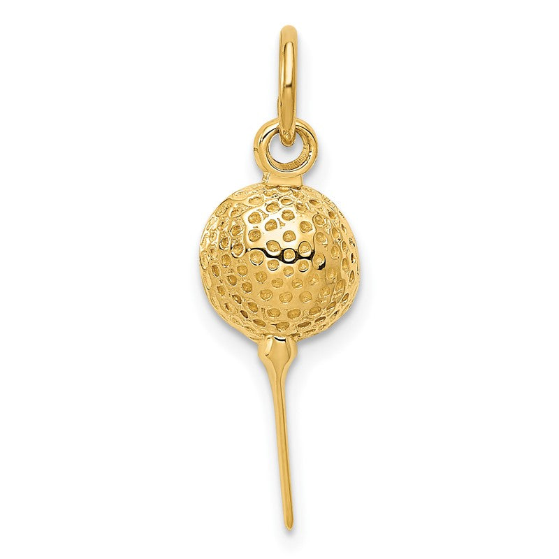 14k Domed Golf Ball on Tee Charm D3475
