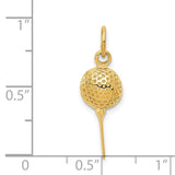 14k Domed Golf Ball on Tee Charm D3475