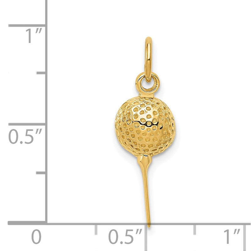 14k Domed Golf Ball on Tee Charm D3475